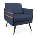 Ver imagem 1 de Poltrona Mari Suede Azul Marinho Pés Palito de Ferro Marrom - D’Rossi