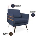 Ver imagem 5 de Poltrona Mari Suede Azul Marinho Pés Palito de Ferro Marrom - D’Rossi