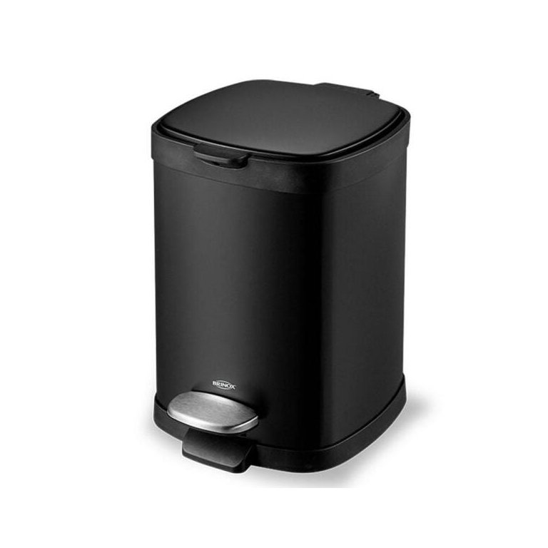 Lixeira Aço Carbono Pedal e Cesto 12 L Frame Preto Brinox