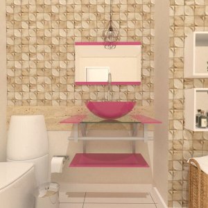 GABINETE DE VIDRO ESTÔNIA 60CM AC ROSA EK