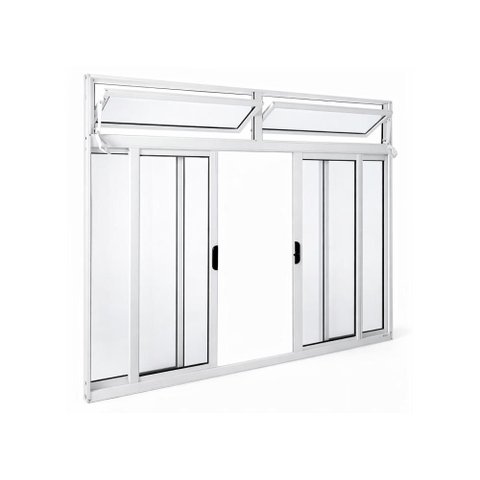 Janela de Correr Alumínio Branco 04F c/Basculante Classic - 100x120