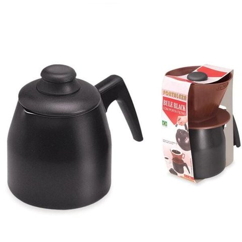 Bule Antiaderente 1L Preto com Porta Filtro Fortaleza