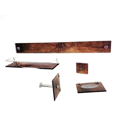 KIT BANHEIRO LUXO RETO 5 PEÇAS JERUSALÉM CARRARA AMADEIRADO