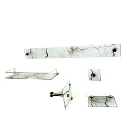 Kit Banheiro Luxo Reto 5 Peças Jerusalém Carrara Bco - 1