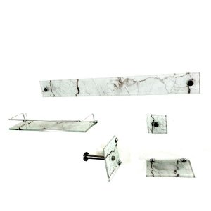 Kit Banheiro Luxo Reto 5 Peças Jerusalém Carrara Bco