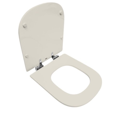 Assento Sanitário Poliéster Gap Roca Slow Close Cromado Beige