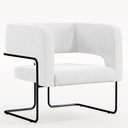 Ver imagem 1 de Poltrona Decorativa Scarlett D02 Base de Aço Preto Corano Branco C-12 - Lyam Decor