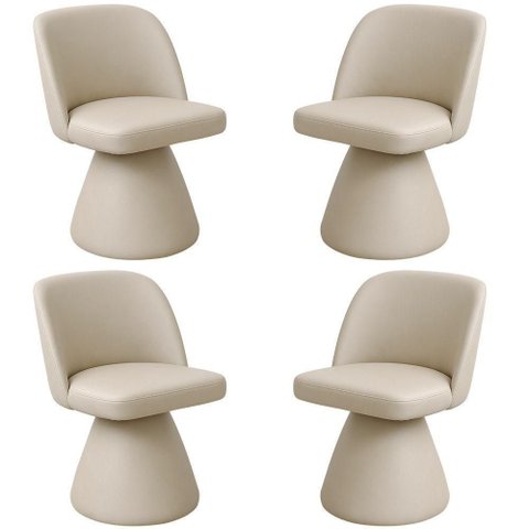 Kit 04 Cadeiras de Jantar Base Fixa Liz Corano Off White - Nexta Casa