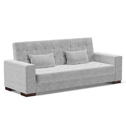 Sofá Cama 02 lugares Lisboa Suede Pés de Madeira - D’Rossi - Cinza