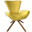 Ver imagem 4 de Kit 2 Poltronas Elegance Base Giratória Ferro e Madeira Suede Amarelo