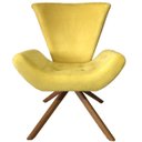 Ver imagem 3 de Kit 2 Poltronas Elegance Base Giratória Ferro e Madeira Suede Amarelo