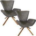 Ver imagem 1 de Kit 2 Poltronas Elegance Base Giratória Ferro e Madeira Suede Cinza