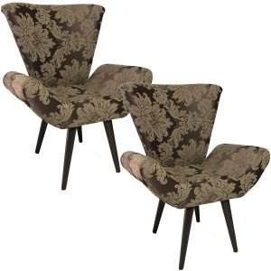 Kit 2 Poltronas Decorativas Elegance 82 Marrom Com Bege