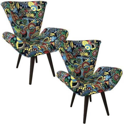 Kit 2 Poltronas Decorativas Elegance Romero Britto Ii