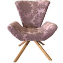 Ver imagem 2 de Poltrona Elegance Base Giratória Ferro e Madeira Jacquard Rosa Retrô