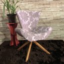 Ver imagem 3 de Poltrona Elegance Base Giratória Ferro e Madeira Jacquard Rosa Retrô
