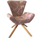 Ver imagem 1 de Poltrona Elegance Base Giratória Ferro e Madeira Jacquard Rosa Retrô