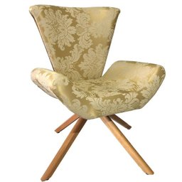 Kit 2 Poltronas Elegance Base Giratória Ferro e Madeira Jacquard Dourado - 3
