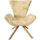 Ver imagem 2 de Poltrona Elegance Base Giratória Ferro e Madeira Jacquard Dourado