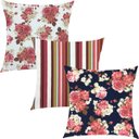 Ver imagem 1 de Kit 3 Capas de Almofadas Composê Imperial Rosas com Listrado 45x45cm