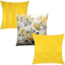 Ver imagem 1 de Kit 3 Capas de Almofadas Composê Amarelo, Floral, Medalhão e Listrado 45x45cm