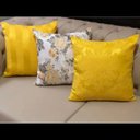 Ver imagem 2 de Kit 3 Capas de Almofadas Composê Amarelo, Floral, Medalhão e Listrado 45x45cm