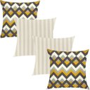 Ver imagem 1 de Kit 4 Capas de Almofadas Composê Listrado e Chevron Amarelo 45x45cm