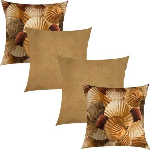 Kit 4 Capas de Almofadas Composê Marai Marrom e Sapucaia Caramelo 45x45cm