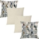 Ver imagem 1 de Kit 4 Capas de Almofadas Composê Geométrico Bege e Linho 45x45cm