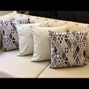 Ver imagem 2 de Kit 4 Capas de Almofadas Composê Geométrico Bege e Linho 45x45cm