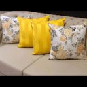 Ver imagem 2 de Kit 4 Capas de Almofadas Composê Floral com Listrado Amarelo 45x45cm