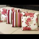 Ver imagem 2 de Kit 4 Capas de Almofadas Composê Imperial Rosa e Listrado 45x45cm