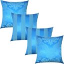 Ver imagem 1 de Kit 4 Capas de Almofadas Composê Medalhão e Listrado Azul Bebê 45cmx45cm