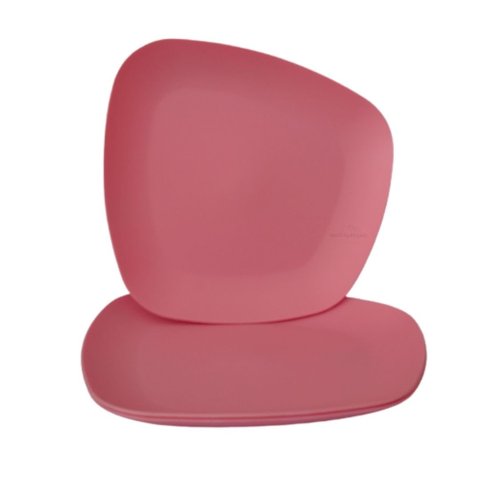 Jogo 03 Pratos Plastico Duro Resistente Refeições Rosa
