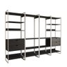 Closet Industrial Casal Completo Loft Preto 4 Módulos Cabideiro com Gavetas Ferro Branco - 2