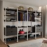 Closet Industrial Casal Completo Loft Preto 4 Módulos Cabideiro com Gavetas Ferro Branco - 1