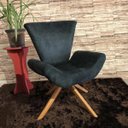 Ver imagem 4 de Kit 2 Poltronas Elegance Base Giratória Ferro e Madeira Suede Preto