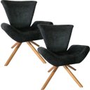 Ver imagem 1 de Kit 2 Poltronas Elegance Base Giratória Ferro e Madeira Suede Preto