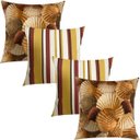 Ver imagem 1 de Kit 4 Capas de Almofadas Composê Marai Marrom e Listrado Amarelo 45x45cm