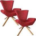 Ver imagem 1 de Kit 2 Poltronas Elegance Base Giratória Ferro e Madeira Suede Vermelho