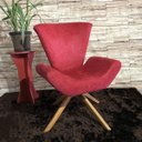 Ver imagem 2 de Kit 2 Poltronas Elegance Base Giratória Ferro e Madeira Suede Vermelho