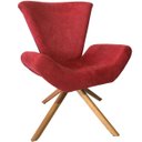 Ver imagem 4 de Kit 2 Poltronas Elegance Base Giratória Ferro e Madeira Suede Vermelho