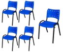 Ver imagem 2 de Cadeira Iso Base Preto Igreja, Escola, Escritório - Azul - Kit 5 Peças