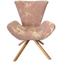 Ver imagem 2 de Kit 2 Poltronas Elegance Base Giratória Ferro e Madeira Jacquard Rosa Com Dourado