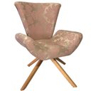 Ver imagem 3 de Kit 2 Poltronas Elegance Base Giratória Ferro e Madeira Jacquard Rosa Com Dourado