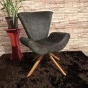 Ver imagem 2 de Kit 2 Poltronas Elegance Base Giratória Ferro e Madeira Suede Marrom