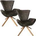 Ver imagem 1 de Kit 2 Poltronas Elegance Base Giratória Ferro e Madeira Suede Marrom
