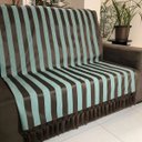 Ver imagem 1 de Manta para Sofá em Tecido Jacquard Listrado Verde com Marrom 190x140cm
