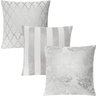 Kit 3 Capas de Almofadas Luxo Prata com Branco 45x45cm - 1