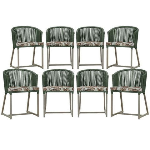 8 Cadeiras de Jantar Área Noronha Fendi E6 Trama Original Verde